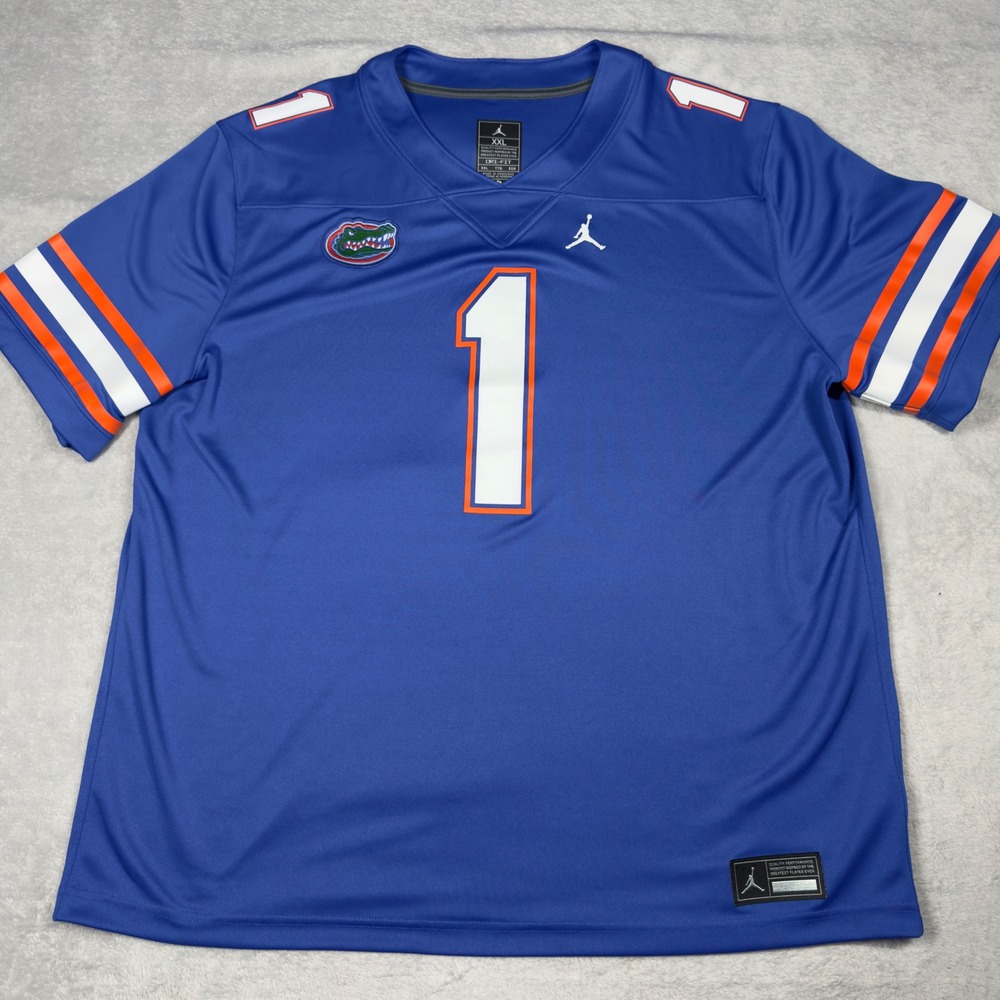 Jordan Florida Gators Jersey Mens XXL Blue AO9891-493 Football Jumpman No 1